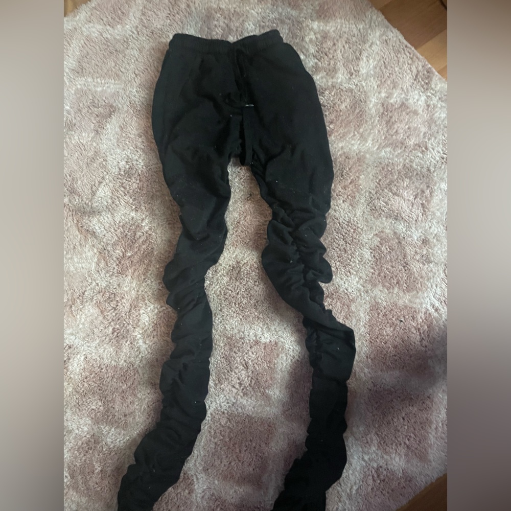 Black stacked up sweat pants